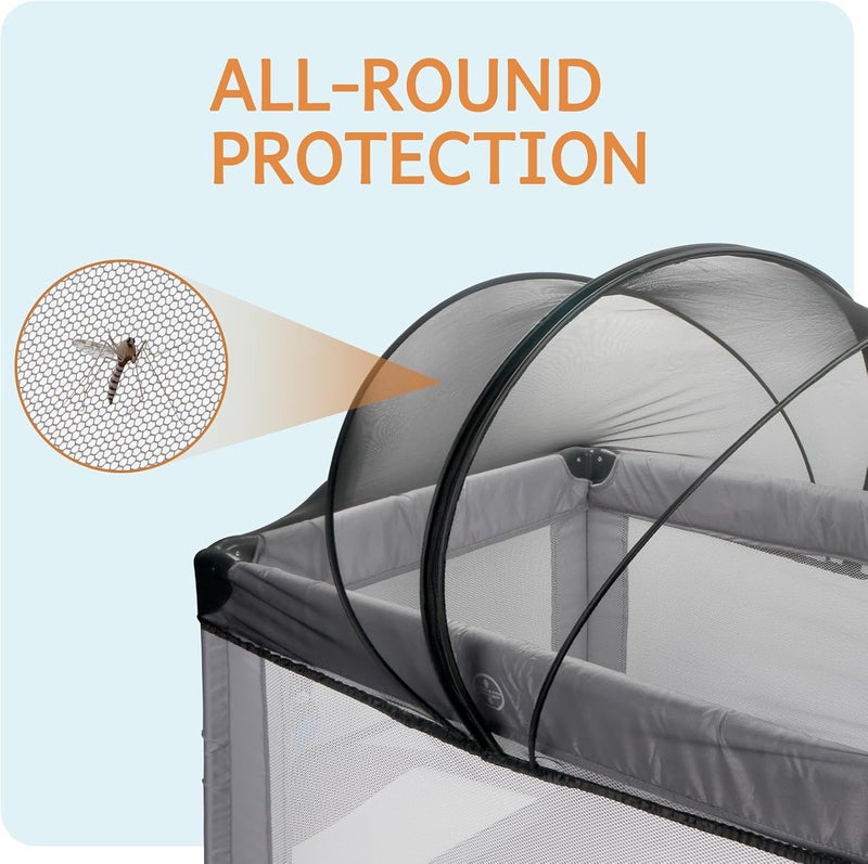 BEBONO Mosquito Net for Pack N Play, Keep Cats Out, Netting Cover with 2-Way Zipper for Playpen, Foldable with Storage Bag, Black - Image 3